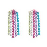 Fashion Fringe Earrings, Zinc Alloy, fashion jewelry & for woman & with rhinestone, multi-colored 
