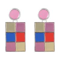 Resin Zinc Alloy Earring, with Resin, fashion jewelry & for woman, multi-colored 