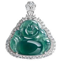 Jadeite Necklace, silver color plated, light blue Approx 14.96 Inch 