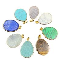 Gemstone Necklaces, Natural Stone, with Brass, Teardrop, gold color plated & Unisex 20-21mmx34mm Approx 14.96 Inch 