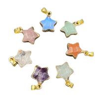 Gemstone Brass Pendants, Natural Stone, with Brass, Star, gold color plated & Unisex 