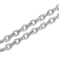 Cadena del collar de acero inoxidable, chapado en color de plata, cadena cruzada & Joyería, plateado, longitud:1 m, Vendido por UD