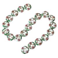 Cloisonne Hollow Beads, Flat Round, Carved, white Approx 2mm Approx 16 Inch 