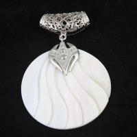 Zinc Alloy Shell Pendants, with White Shell, Round, white 