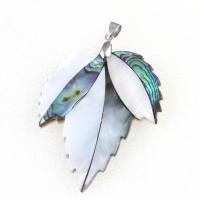 Zinc Alloy Shell Pendants, with Shell, Leaf, mixed colors 