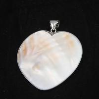 Zinc Alloy Shell Pendants, with Shell, Heart, white 