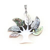 Zinc Alloy Shell Pendants, with Shell, Tree, mixed colors 