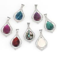 Zinc Alloy Shell Pendants, with Shell, with rhinestone 