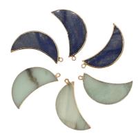 Gemstone Brass Pendants, with Gemstone, Moon 