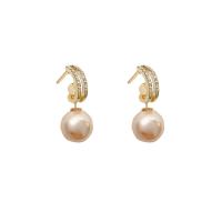 Boucle d'oreille en alliage de zinc en plastique perle, avec Plastique ABS perle, fade et jamais plaqué de haute qualité, bijoux de mode & pour femme & avec strass, plus de couleurs à choisir Vendu par paire