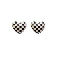 Enamel Zinc Alloy Stud Earring, Heart, high quality plated, fashion jewelry & for woman, white and black 