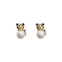 Plastic Pearl Zinc Alloy Earring, with Plastic Pearl, 925 thailand sterling silver post pin, Tiger, high quality plated, fashion jewelry & for woman & enamel 