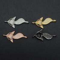 Cubic Zirconia Micro Pave Brass Connector, Fox, plated, fashion jewelry & micro pave cubic zirconia 