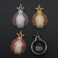 Cubic Zirconia Micro Pave Brass Pendant, Ladybug, plated, fashion jewelry & micro pave cubic zirconia 