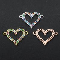 Cubic Zirconia Micro Pave Brass Connector, Heart, plated, fashion jewelry & micro pave cubic zirconia 
