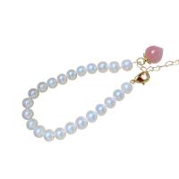 Cultured Freshwater Pearl Bracelets, with Yunnan Red Agate, for woman, white, 7-8mm Approx 7.5 Inch 