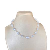 Collier de perles d'eau douce naturelles, perle d'eau douce cultivée, avec or 18K, Placage de couleur d'or, pour femme, 8-12mm Environ 15.75 pouce, Vendu par PC