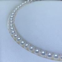 Collier de perles d'eau douce naturelles, perle d'eau douce cultivée, avec Argent sterling 925, Rond, pour femme, blanc, 8-9mm Environ 15.75 pouce, Vendu par PC