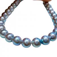 perles Akoya cultivées collier, Rond, pour femme, gris, 7-8mm Environ 15.75 pouce, Vendu par PC