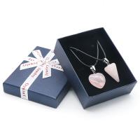 Rose Quartz Necklace, with Korean Waxed Cord & Zinc Alloy, silver color plated, 2 pieces pink, 20mm .75 Inch 