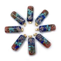 Gemstone Brass Pendants, with Brass, gold color plated, fashion jewelry, mixed colors 