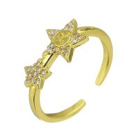Brass Cuff Finger Ring, gold color plated, Adjustable & micro pave cubic zirconia & for woman, US Ring 