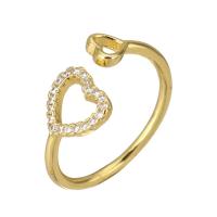 Brass Cuff Finger Ring, gold color plated, Adjustable & micro pave cubic zirconia & for woman, US Ring 