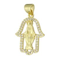 Cubic Zirconia Micro Pave Brass Pendant, Hand, gold color plated, micro pave cubic zirconia & hollow Approx 3mm 