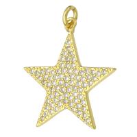 Cubic Zirconia Micro Pave Brass Pendant, Star, gold color plated, micro pave cubic zirconia Approx 2mm 