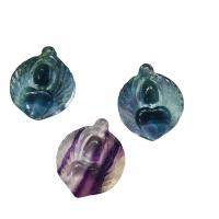 Natural Fluorite Pendant, Carved, mixed colors 