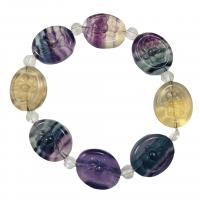 Natural Fluorite Bracelet, polished, Unisex, mixed colors .5 Inch 