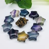 Natural Fluorite Pendant, Star, polished, for wire wrapped pendant making & no hole, mixed colors 