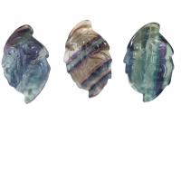 Natural Fluorite Pendant, Leaf, Carved, no hole, mixed colors 