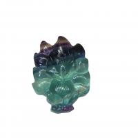 Natural Fluorite Pendant, Fox, Carved, no hole, mixed colors 