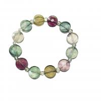 Natural Fluorite Bracelet, polished, for woman & faceted, mixed colors .5 Inch 