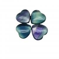 Natural Fluorite Pendant, Heart, polished, no hole, mixed colors 