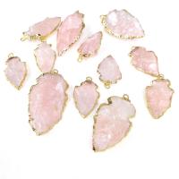 Pendentifs quartz naturel, quartz rose, avec acier inoxydable, rose, Vendu par PC