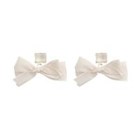 Cubic Zircon (CZ) Drop Earring, Brass, with Silk, Bowknot, real gold plated, fashion jewelry & for woman & with cubic zirconia, white 