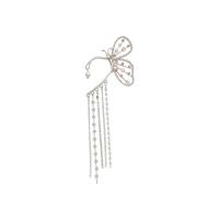Fashion Fringe Earrings, Zinc Alloy, with ABS Plastic Pearl, fashion jewelry & for woman & with rhinestone, silver color 
