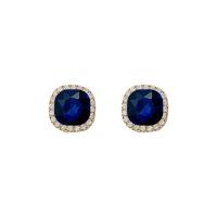 Zinc alliage strass Stud Earring, alliage de zinc, fade et jamais plaqué de haute qualité, bijoux de mode & pour femme & avec strass, bleu Vendu par paire