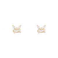 Boucles d'oreilles en laiton zircon cubique, Plaqué d'or, bijoux de mode & pour femme & avec zircone cubique, doré Vendu par paire
