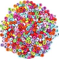 Acryl Alphabet Perlen, plattiert, unisex & mit Brief Muster, keine, 7x4mm, 100PCs/Tasche, verkauft von Tasche