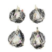 Freshwater Pearl Pendants, Resin, with pearl & Crystal & Iron, irregular, platinum color plated, Unisex, mixed colors, 32-40mmx40-50mm 