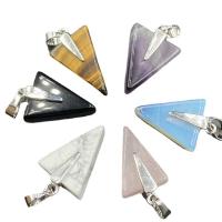 Gemstone Jewelry Pendant, Natural Stone, Triangle & Unisex 16x26-28mm 
