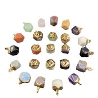 Gemstone Brass Pendants, Natural Stone, with Brass, Polygon, plated & Unisex 8-10mmx12mm 