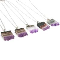 Amethyst Necklace, irregular, Unisex, mixed colors, 20mmx24-30mm Approx 14.96 Inch 