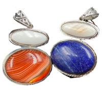 Gemstone Necklaces, Natural Stone, with Zinc Alloy, plated & Unisex Approx 14.96 Inch 