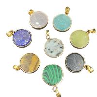 Gemstone Necklaces, Natural Stone, with Brass, Round, gold color plated & Unisex 11-12mmx24mm Approx 14.96 Inch 