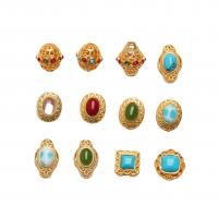 Weinlese Messing Perlen, mit Harz, goldfarben plattiert, DIY & hohl, gemischte Farben, 12PC/Tasche, verkauft von Tasche
