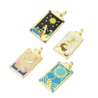 Enamel Brass Pendants, Rectangle, gold color plated Approx 6mm 
